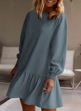 Load image into Gallery viewer, Women Clothing Crisscross Neckline Round Neck Long Sleeve Casual Sweatshirt Dress