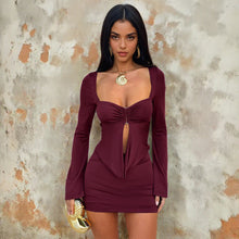 Load image into Gallery viewer, Autumn Winter Pockets Metal Ring Long Sleeve Narrow Dress