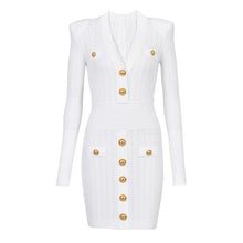 Load image into Gallery viewer, High Quality Knitted Fabric V neck Slim Fit Slimming Long Sleeves Dress