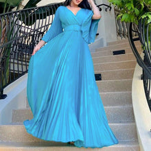 Load image into Gallery viewer, Women Clothing V neck Sexy Pleated Formal Swing Dress Maxi Dress