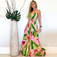 Load image into Gallery viewer, Spring Summer Women Clothing Deep V Plunge neck Backless Dress Bohemian Floral Strap Dress Women