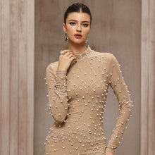 Load image into Gallery viewer, Women Clothing Sexy Tassel Rhinestone Mesh Pearl Sheath Dress for Women