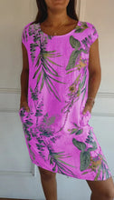 Load image into Gallery viewer, Women Clothing Summer Cotton Linen round Neck Printed with Pocket
