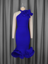 Load image into Gallery viewer, Elegant Half Turtleneck Ruffled Dress off Shoulder Ruffled Hem Cocktail Evening Dress