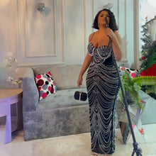 Load image into Gallery viewer, Strap Rhinestone Bubble Ball Evening Dress Sexy Dress Maxi Dress for Women