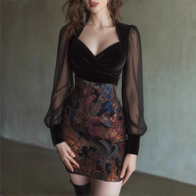 Load image into Gallery viewer, Sexy See through Mesh Patchwork Dress Elegant Slim Waist Tube Top Package Hip Dress