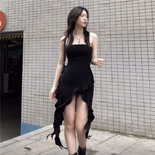 Load image into Gallery viewer, Spring Summer Women Clothing Solid Color Slim High Waist Off Neck Backless Dress