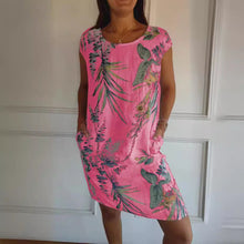 Load image into Gallery viewer, Women Clothing Summer Cotton Linen round Neck Printed with Pocket