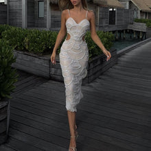 Load image into Gallery viewer, Light Luxury High Grade Dress Summer Beaded Sequ Cropped Outfit Hip Spaghetti Straps Dress Women