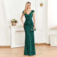 Load image into Gallery viewer, Sequined Champagne Evening Dress Women Cocktail Sexy Slim Fit Fishtail Long Toast Dress