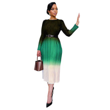 Load image into Gallery viewer, Women Clothing Gradient Positioning Printing Long Sleeve Pleated Dress