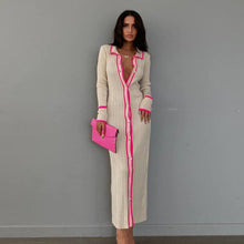 Load image into Gallery viewer, Slim Collared Patchwork Women Long Sleeved Cardigan Dress