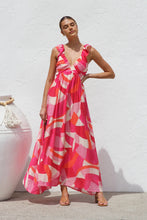 Load image into Gallery viewer, Summer Dress Same Printed V neck Large Swing Strap Dress Women