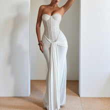Load image into Gallery viewer, Women Evening Maxi Dress Waist Slimming Ribbon Tube Top Dress