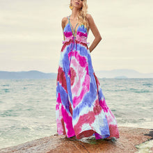 Load image into Gallery viewer, Spring Summer Tie Dye Gradient Slanted Stripe Horizontal Pattern Printing Slip Dress