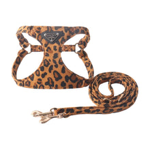 Load image into Gallery viewer, Leopard Print Dog Harness and Leash Set Adjustable Luxury Puppy Vest