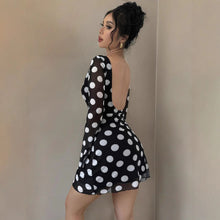 Load image into Gallery viewer, Spring Summer Lady Sexy Polka Dot Backless Mesh Flare Sleeve Mini Dress