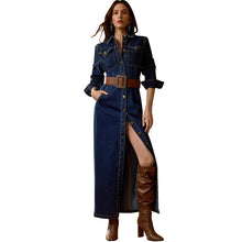 Load image into Gallery viewer, Women Clothing Long Sleeve Breasted Maxi Dress（Without Belt）