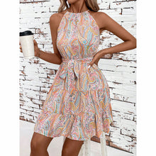 Load image into Gallery viewer, Women Spring Summer Dress Women Lace Printing Sling Mid Length Dress
