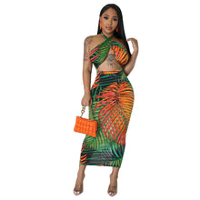Load image into Gallery viewer, Women Clothing Sexy Sleeveless Lace up Backless Dress Split Printed Dress