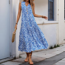 Load image into Gallery viewer, Summer Mid Length Sleeveless V neck Abstract Pattern Printing Dress