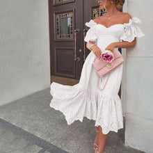 Load image into Gallery viewer, Fall Women Clothing Sexy Off The Shoulder Polka Dot Dress Maxi Dress