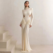 Load image into Gallery viewer, Summer Women Clothing High Collar Slim Sexy Backless Solid Color Maxi Dress