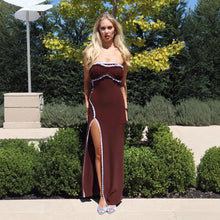 Load image into Gallery viewer, Sexy Lace Tube Top High Waist Sheath Split Solid Color Long Patchwork Dress
