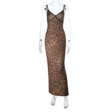 Load image into Gallery viewer, Sexy Leopard Strap Fishtail Maxi Dress