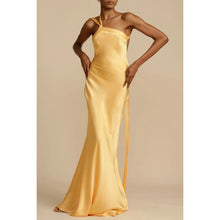 Load image into Gallery viewer, Spring Summer Party Slim Fit Oblique Shoulder Dress Casual Satin Dress