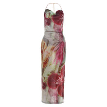 Load image into Gallery viewer, Winter Sexy Waist Trimming Backless Self Tie Dress Halter Split Dress