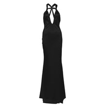 Load image into Gallery viewer, Autumn Winter Women Solid Color Sexy Deep V Plunge neck Backless Formal Dress Strap Dress