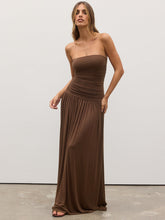 Load image into Gallery viewer, Women Clothing Solid Color Sleeveless Backless Slim Fit Pleated Tube Top Maxi Dress