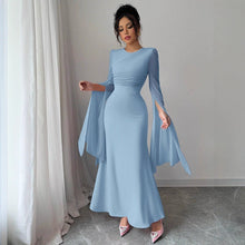 Load image into Gallery viewer, Spring Stitching Mesh Large Swing Sleeves Sexy Slim Fit Fishtail Dress
