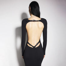 Load image into Gallery viewer, Women Clothing Summer Sexy Long Sleeve Backless Lace Hip Elastic Metal Decoration Dress