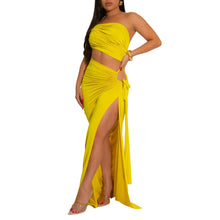 Load image into Gallery viewer, Supply Women Wear Solid Color Diagonal Collar Sexy Tube Top Split Dress