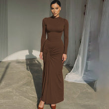 Load image into Gallery viewer, Women Clothing Summer Waist Controlled Lace up Sheath Dress Solid Color Slim Fit Long Sleeves Dress