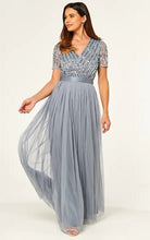 Load image into Gallery viewer, Sequ Dress Short Sleeve V neck Swing Evening Dress High Waist Cocktail Elegant