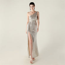 Load image into Gallery viewer, One Shoulder Diagonal Collar Sequined Clothing Beaded Bead Necklace Decorative Nightclub Cocktail Wedding
