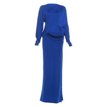Load image into Gallery viewer, Autumn Winter Women Clothing Solid Color Sexy Cutout round Neck Tied Long Sleeve Dress