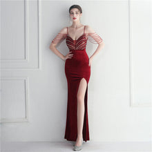 Load image into Gallery viewer, Korean Velvet Sequined Annual Party Social Long Evening Dress