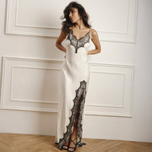 Load image into Gallery viewer, Lace Spaghetti Strap Maxi Dress Summer Artificial Silk Sexy Slit Stitching Lace Dress Women