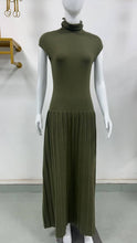 Load image into Gallery viewer, Knitted Dress Casual Waist Tight High Neck Ribbing Pleated Slim Knitted Dress Women