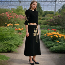 Load image into Gallery viewer, Spring Dignified Floral Machine Embroidery Top High Waist Floral Skirt Two Piece Sets Women