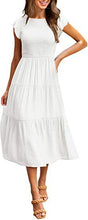Load image into Gallery viewer, Women Clothing Popular Pinfei Flounced Sleeve Pleating Layered Short Sleeve Large Swing Dress