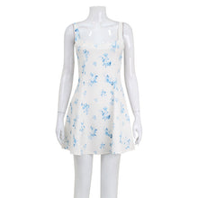 Load image into Gallery viewer, Summer Women Printing Slip Dress Square Collar Backless Fresh Sweet Floral A Line Dress