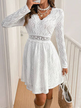 Load image into Gallery viewer, Elegant Women Solid Color Lace Patchwork Mini Holiday Dress Scallops Sundress