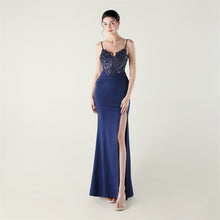 Load image into Gallery viewer, Satin Cloth Applique Bead Tube Boning Corset Waist Tight Folding Craft Evening Dress Strapless Sexy Dinner Social