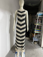 Load image into Gallery viewer, Sexy Tight Striped Tassel Knitted Dress Women Sleeveless Summer Midi Dress