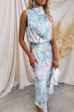 Load image into Gallery viewer, Mature Elegant Women Sleeveless Strap Printing Satin Dress
